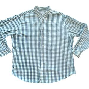 Banana Republic Men's Blue white and Green Gingham‎ Shirt Size Medium